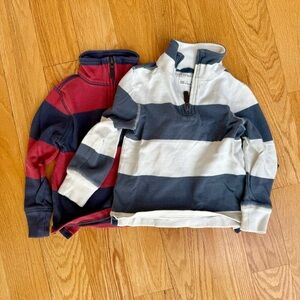 Crewcuts Rugby Stripe Half Zip Cotton Sweaters - Bundle of 2 Both Size 2